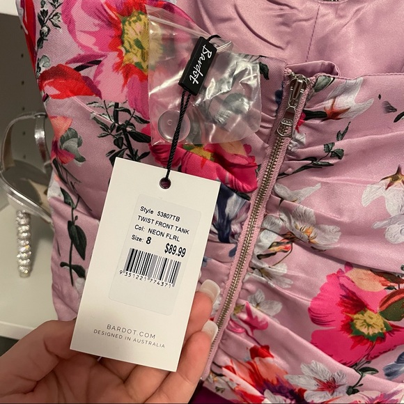 Bardot Twist Front Tank in Neon Floral - Picture 7 of 7